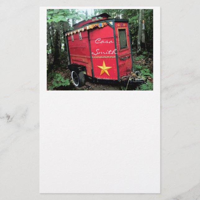 Customised Red Gypsy tiny caravan Stationery (Front)
