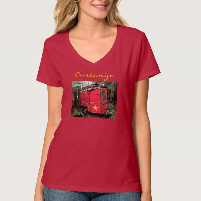Customised Red Gypsy tiny caravan  T-Shirt (Front)