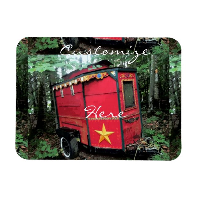 Customised Red Gypsy tiny caravan Thunder_Cove Magnet (Horizontal)