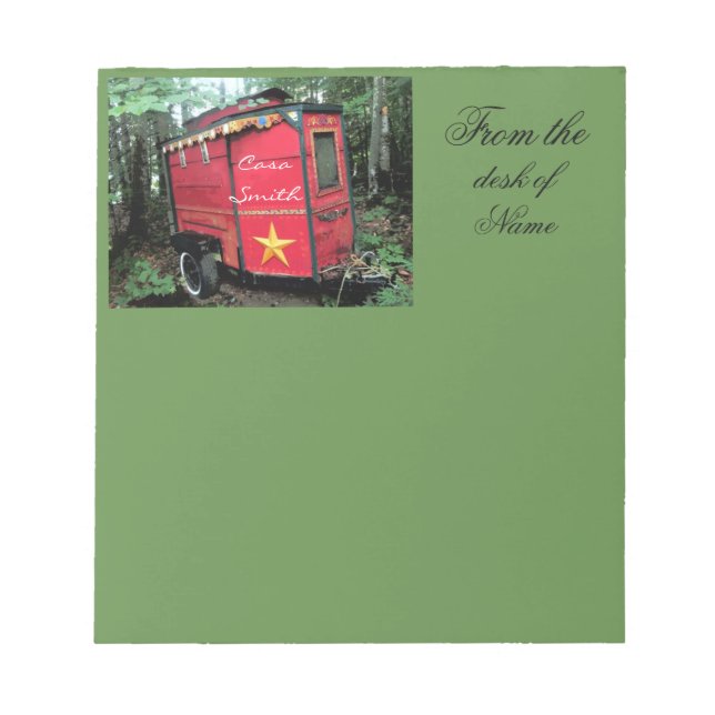 Customised Red Gypsy tiny caravan Thunder_Cove Notepad (Front)