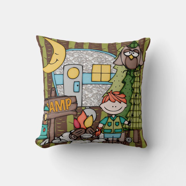 Customised Red Haired Boy Camping Pillow (Front)