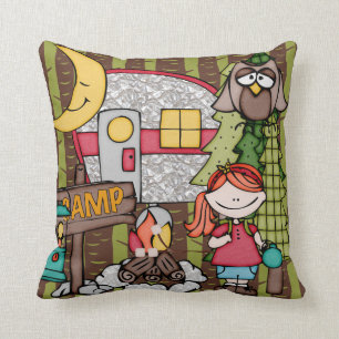 Customised Red Haired Girl Camping Pillow