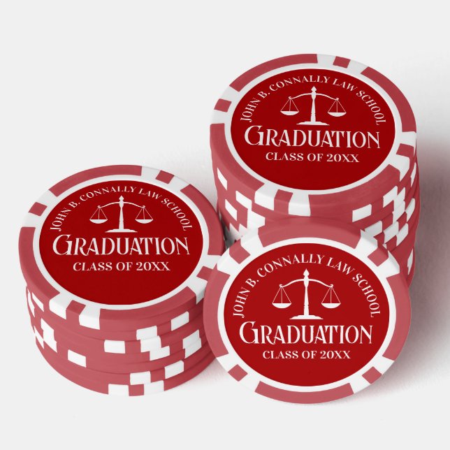 Customised Red Law School Graduation Party Poker Chips (Stack)