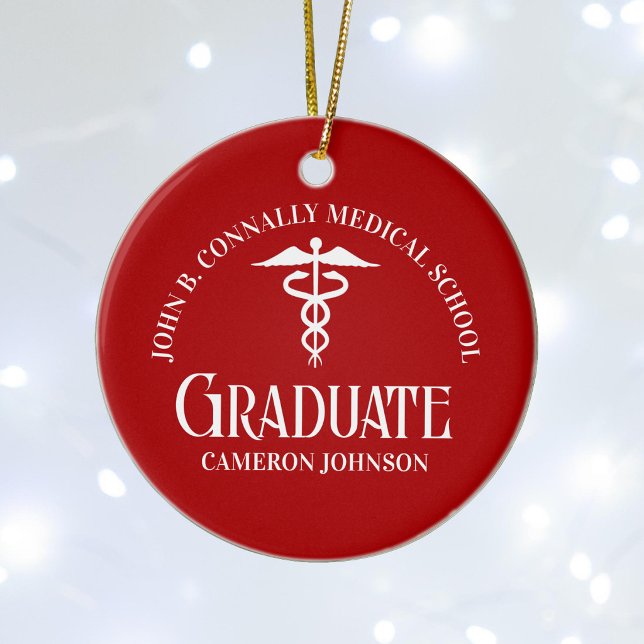 Customised Red Medical School Graduation Christmas Ceramic Tree Decoration (Creator Uploaded)
