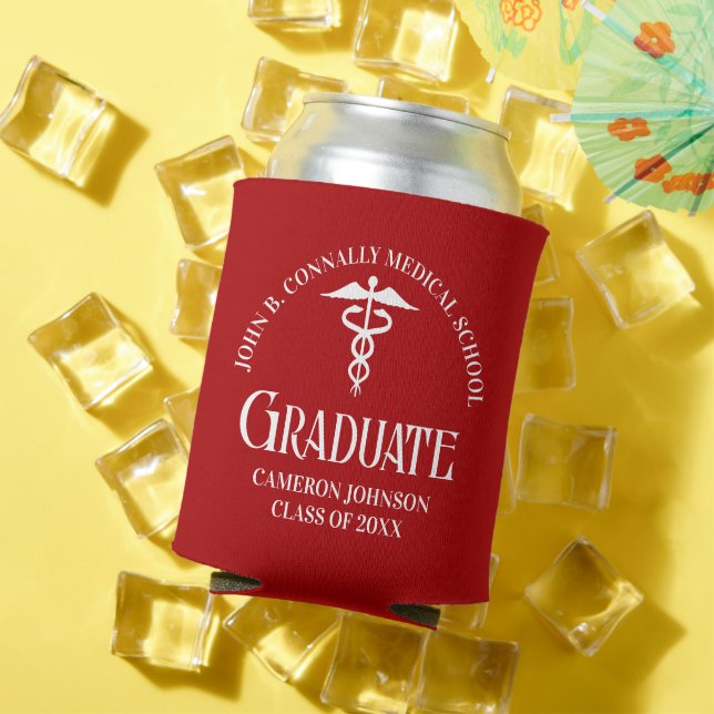 Customised Red Medical School Graduation Party Can Cooler (In Situ Summer)