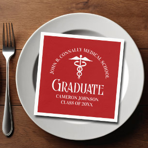 Customised Red Medical School Graduation Party Napkin