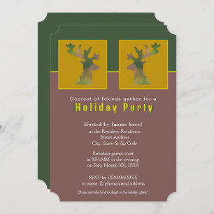 Customised Reindeer Pine Green Holiday Party Invitation
