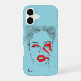 Customised Retro Illustration - Baby blue iPhone 16 Case