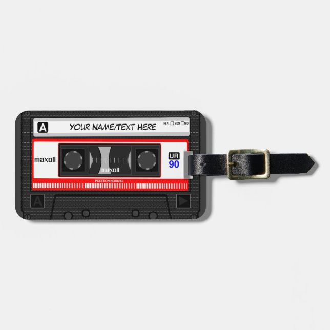 Customised Retro Music Cassette Tape Luggage Tag (Front Horizontal)