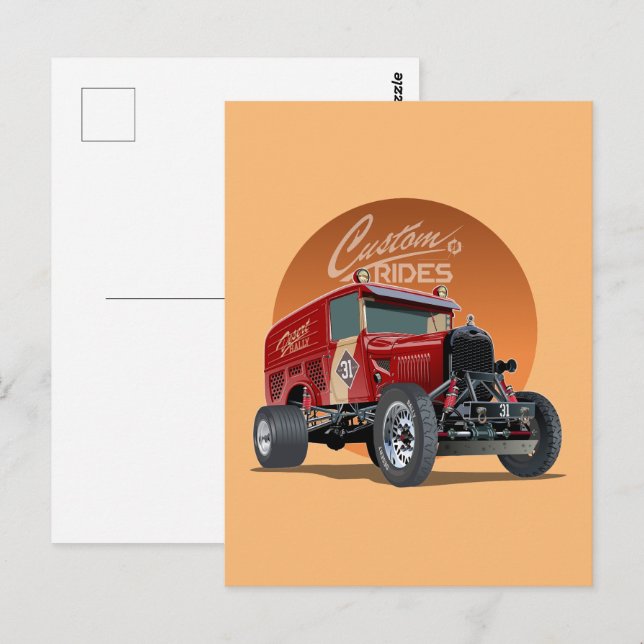 Customised retro race car concept postcard (Front/Back)