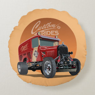 Customised retro race car concept round cushion