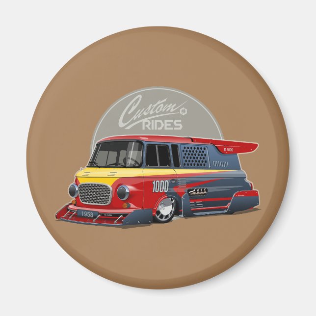 Customised retro race van concept magnet (Front)