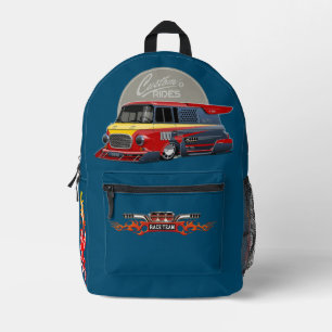 Customised retro race van concept printed backpack