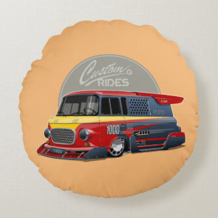 Customised retro race van concept round cushion