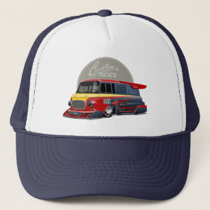 Customised retro race van concept trucker hat