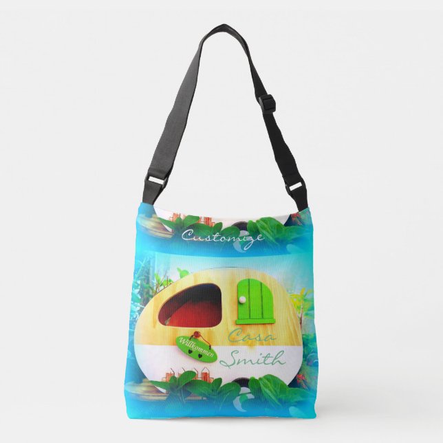 Customised Retro Vintage camper Crossbody Bag (Front)