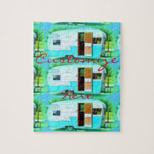 Customised Retro Vintage camper Jigsaw Puzzle