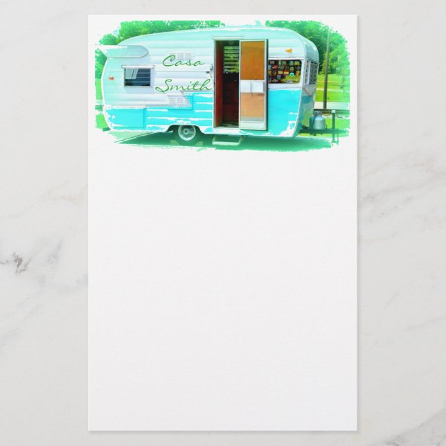 Customised Retro Vintage camper Stationery (Front)
