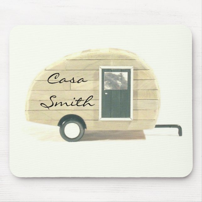 Customised Retro Vintage teardrop camper Mouse Pad (Front)