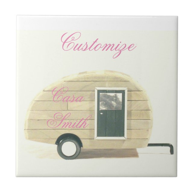 Customised Retro Vintage teardrop camper Tile (Front)