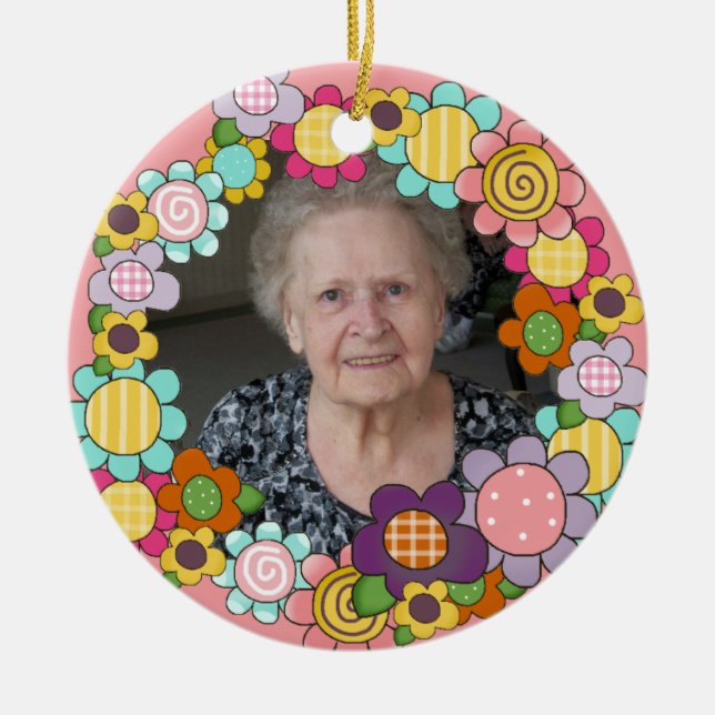 Customised Ring of Flowers Photo Ornament (Front)