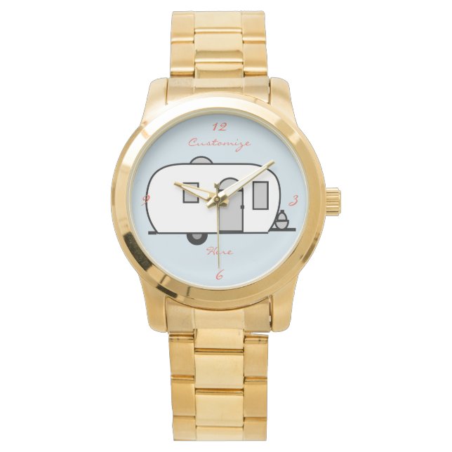 Customised Rounded Gypsy tiny caravan Watch (Front)