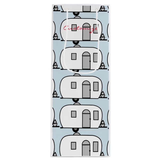 Customised Rounded Gypsy tiny caravan Wine Gift Bag (Front)