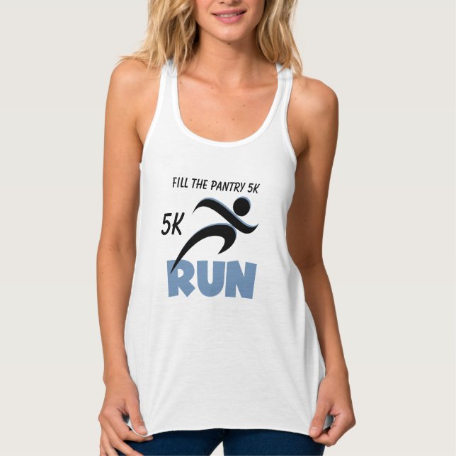 Customised RUN Blue Text T-shirt Singlet (Front)