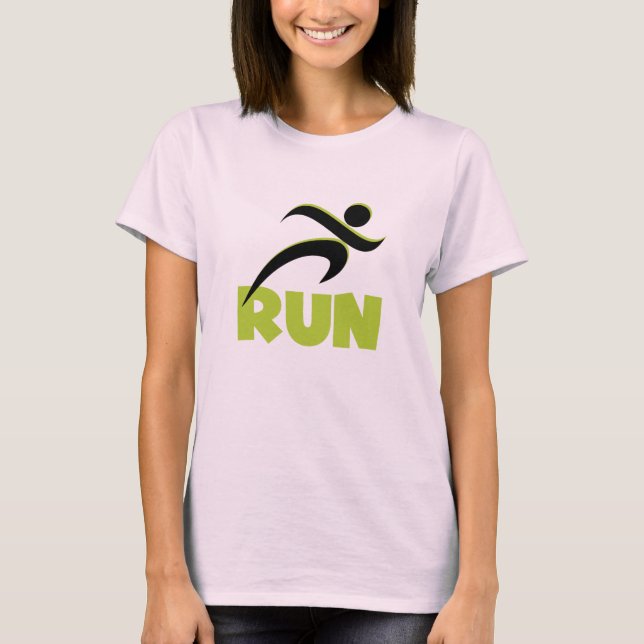 Customised RUN Spring Green Text T-shirt (Front)