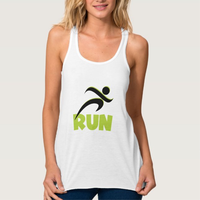 Customised RUN Spring Green Text T-shirt Singlet (Front)