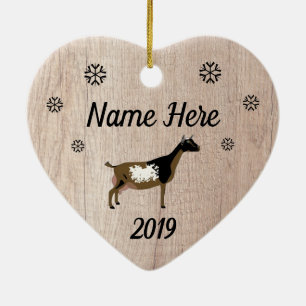 Customised Rustic Buckskin Nigerian Dwarf Goat Ceramic Tree Decoration
