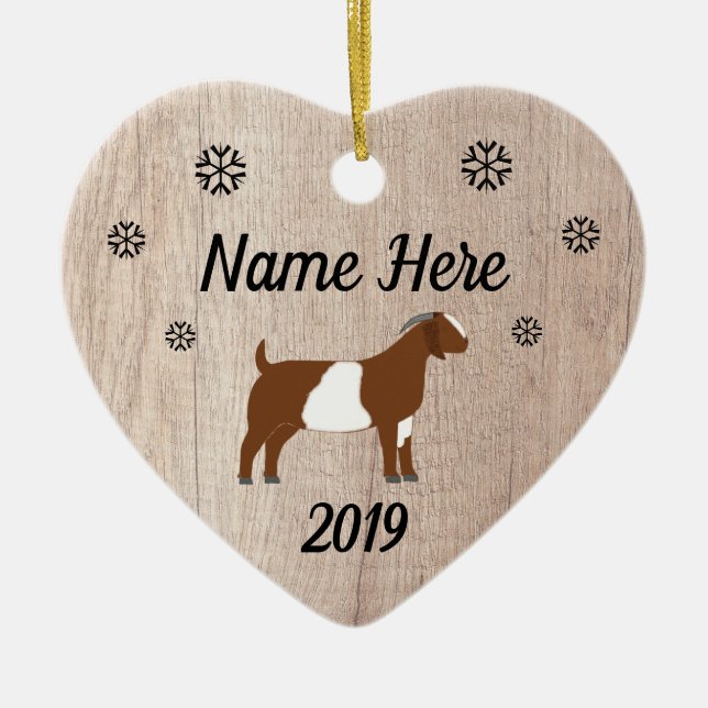 Customised Rustic Paint Boer Goat Ceramic Tree Decoration (Front)
