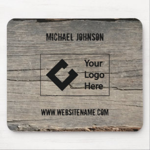 Customised Rustic Wood Texture Business with Logo Mouse Pad