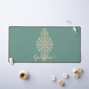 Customised Sage & Sand Retro Ornamental Mandala Desk Mat