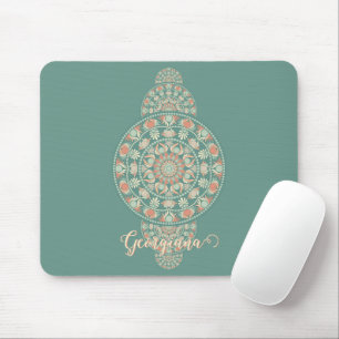 Customised Sage & Sand Retro Ornamental Mandala Mouse Pad