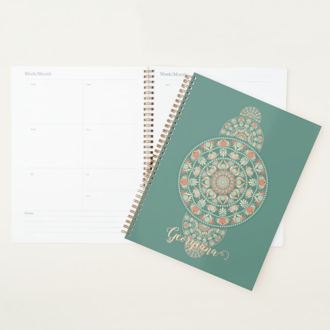 Customised Sage & Sand Retro Ornamental Mandala Planner (Display)