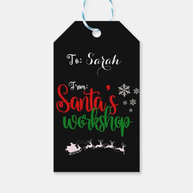 Customised Santa's Workshop Gift Tag (Front)