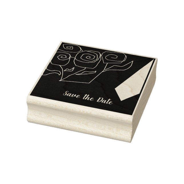 Customised Save the Date Red Roses and a Tie Rubber Stamp (Stamp)