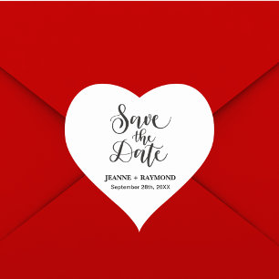Customised Save The Date Wedding Announcement Heart Sticker