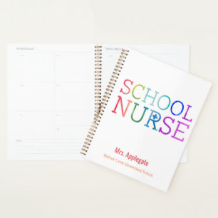 Customised School Nurse Rainbow Watercolor Planner