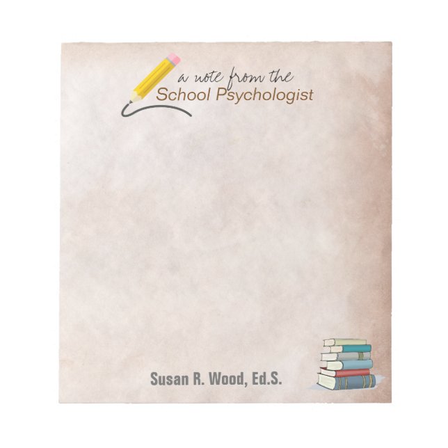 Customised School Psychologist Parchment Note Pad (Front)