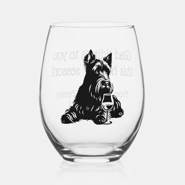 Customised Scotty Dog Holiday Wine Glass (Front)