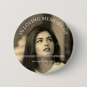 Customised Sepia Photo Funeral Memorial Button
