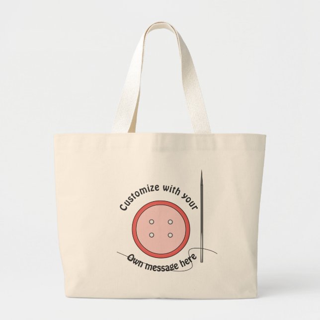 Customised Sewing Button and Needle Large Tote Bag (Front)