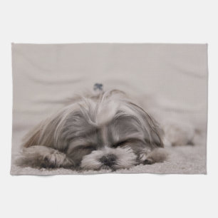 Customised Shih tzu Kitchen Towel, Sleeping Dog Tea Towel