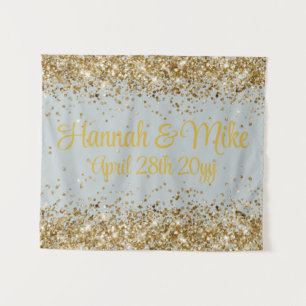Customised Silver & Gold Wedding Photo Booth Prop Tapestry