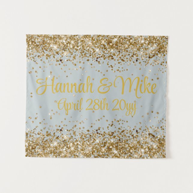 Customised Silver & Gold Wedding Photo Booth Prop  Tapestry (Front (Horizontal))