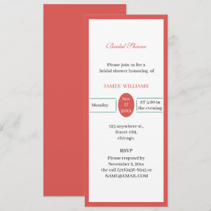 Customised Simple Red Bridal Shower Invitation