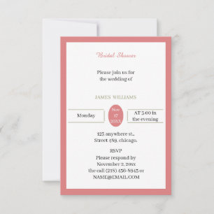 Customised Simple Rose Bridal Shower Invitation
