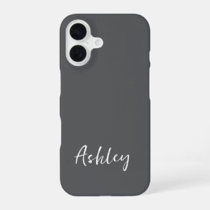 Customised Simple Stylish Modern Black Colour iPhone 16 Case